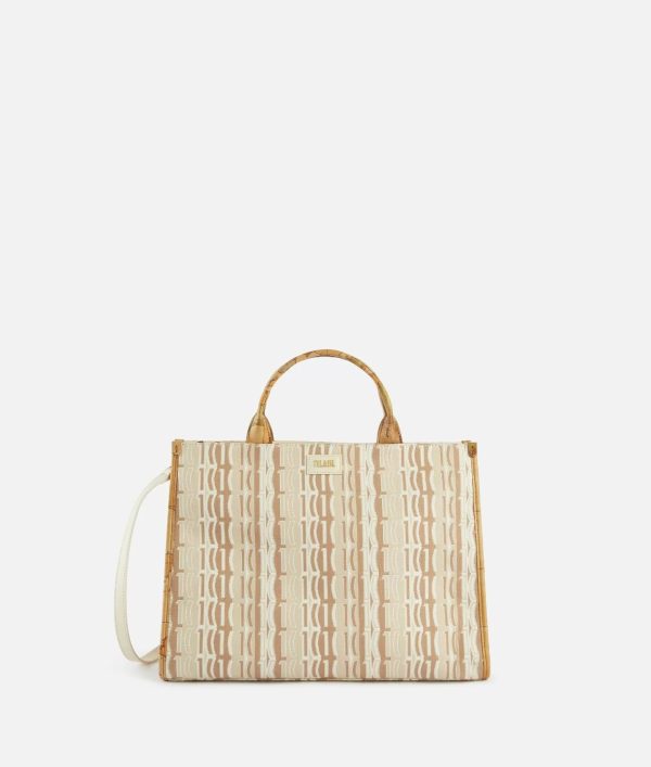 Jacquard Sand borsa a mano grande con tracolla Naturale
