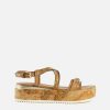 Sandali zeppa con morsetto in eco nappa stampa Geo Classic Naturali