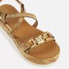 Sandali zeppa con morsetto in eco nappa stampa Geo Classic Naturali - immagine 2