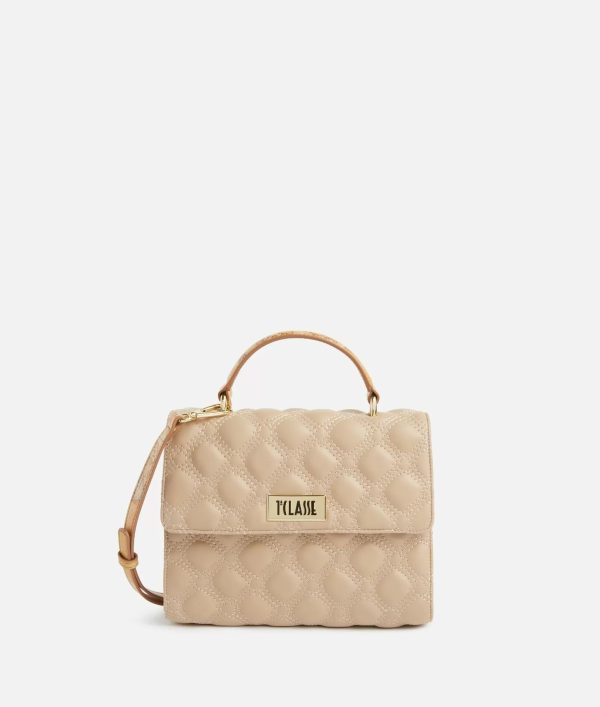 1C Matelassé borsa a mano con tracolla Taupe Chiaro
