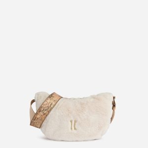 Cozy Fur tracolla a mezzaluna Beige Chiaro