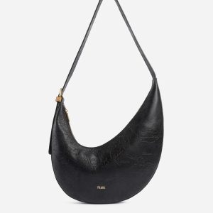Rising Moon Bag tracolla a mezzaluna con impressione Geo Filetto Nera