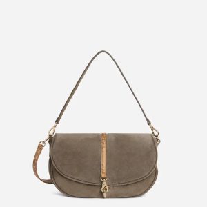 Savage Leather tracolla con patta Verde Oliva